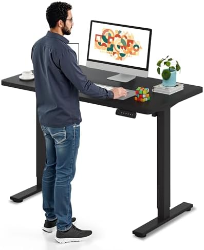 SANODESK Electric Standing Desk 79 x 32 Inches Height Adjustable Stand Up w/6 Button Ergonomic Computer Desk with Splice Board for Home Office  Black Frame   Black Tabletop