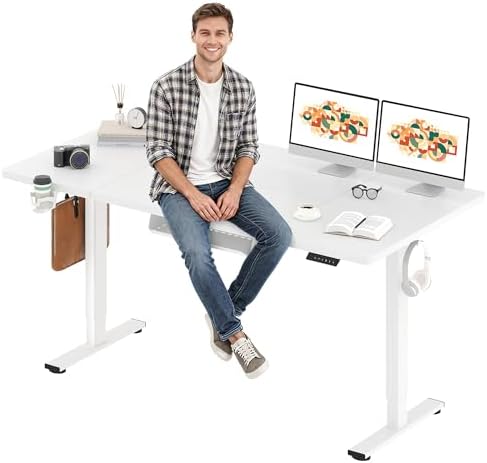 SANODESK Electric Standing Desk 79 x 32 Inches Height Adjustable Stand Up w/6 Button Ergonomic Computer Desk with Splice Board for Home Office  Black Frame   Black Tabletop