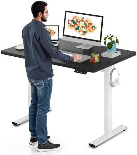 SANODESK Electric Standing Desk 79 x 32 Inches Height Adjustable Stand Up w/6 Button Ergonomic Computer Desk with Splice Board for Home Office  Black Frame   Black Tabletop