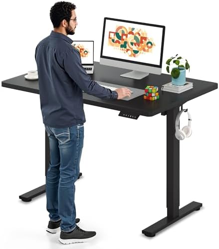 SANODESK Electric Standing Desk 79 x 32 Inches Height Adjustable Stand Up w/6 Button Ergonomic Computer Desk with Splice Board for Home Office  Black Frame   Black Tabletop