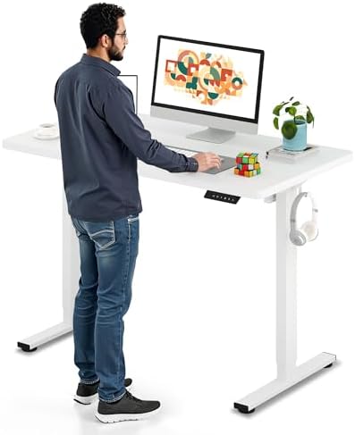SANODESK Electric Standing Desk 79 x 32 Inches Height Adjustable Stand Up w/6 Button Ergonomic Computer Desk with Splice Board for Home Office  Black Frame   Black Tabletop