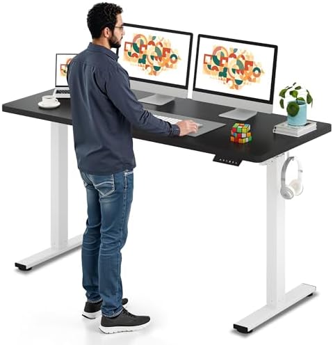 SANODESK Electric Standing Desk 79 x 32 Inches Height Adjustable Stand Up w/6 Button Ergonomic Computer Desk with Splice Board for Home Office  Black Frame   Black Tabletop