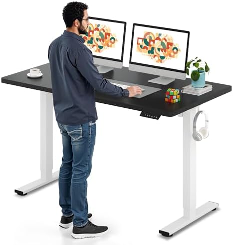 SANODESK Electric Standing Desk 79 x 32 Inches Height Adjustable Stand Up w/6 Button Ergonomic Computer Desk with Splice Board for Home Office  Black Frame   Black Tabletop