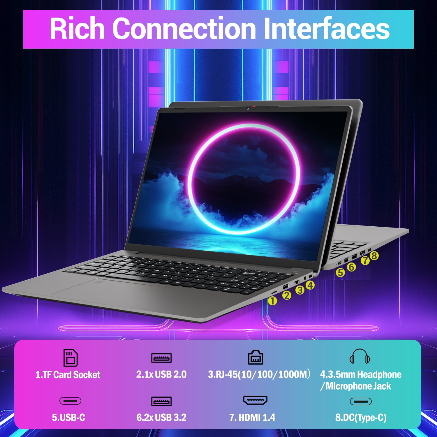 SANPTENT Gaming Laptop 16 inch 2 5K  AMD Ryzen 7 6800H  16GB DDR5 RAM  512GB SSD  AMD Radeon Graphics  WiFi 6  Backlit KB  Fingerprint  Win 11 Pro with Microsoft Office