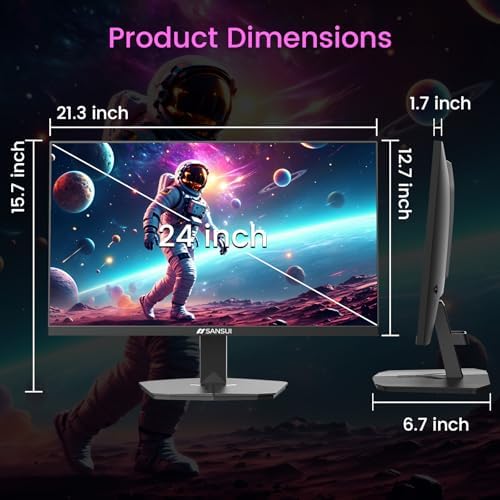 SANSUI 24 Inch Gaming Monitor 160Hz FHD 1080P Computer Monitor  FreeSync 1ms 4000 1 Contrast  HDMI DP Ports VESA Support Eye Care Monitor for Gaming Office  HDMI Cable Included ES G24F4M 