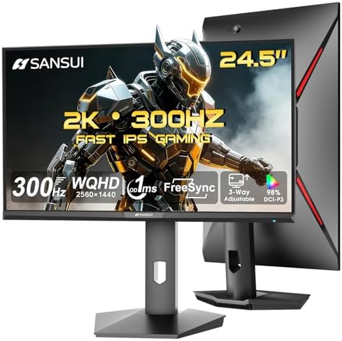 SANSUI 32 Inch Curved Gaming Monitor WQHD 2560 x 1440 180Hz Curved 1500R  Fast VA 1ms OD   HDR  300nits  sRGB 125   DCI P3 95   FreeSync  HDMI x2  DP1 4x2 DP Cable Included 