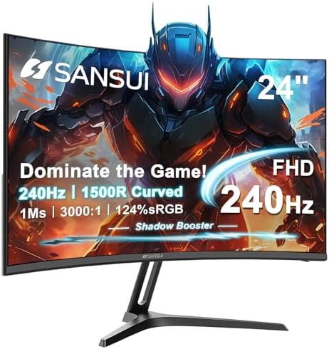 SANSUI 32 Inch Curved Gaming Monitor WQHD 2560 x 1440 180Hz Curved 1500R  Fast VA 1ms OD   HDR  300nits  sRGB 125   DCI P3 95   FreeSync  HDMI x2  DP1 4x2 DP Cable Included 
