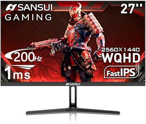 SANSUI 32 Inch Curved Gaming Monitor WQHD 2560 x 1440 180Hz Curved 1500R  Fast VA 1ms OD   HDR  300nits  sRGB 125   DCI P3 95   FreeSync  HDMI x2  DP1 4x2 DP Cable Included 