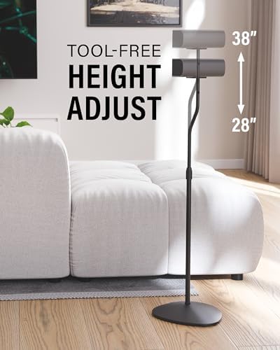 SANUS Par de soportes para altavoces de satélite y estantería de hasta 3.5 libras - Ajuste de altura de 10 pulgadas - Incluye soporte en forma de L y adaptador de ojo de cerradura para compatibilidad