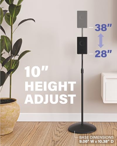 SANUS Par de soportes para altavoces de satélite y estantería de hasta 3.5 libras - Ajuste de altura de 10 pulgadas - Incluye soporte en forma de L y adaptador de ojo de cerradura para compatibilidad