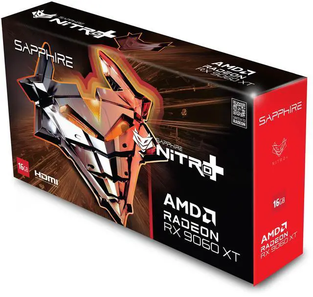 SAPPHIRE NITRO  Radeon RX 9060 XT 16GB GDDR6 PCI Express 5 0 x16 ATX Graphics Card 11350 01 20G
