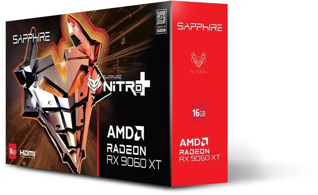 SAPPHIRE NITRO  Radeon RX 9060 XT 16GB GDDR6 PCI Express 5 0 x16 ATX Graphics Card 11350 01 20G