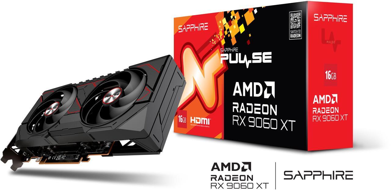 SAPPHIRE PULSE Radeon RX 9060 XT 16GB GDDR6 PCI Express 5 0 x16 ATX Graphics Card 11350 03 20G
