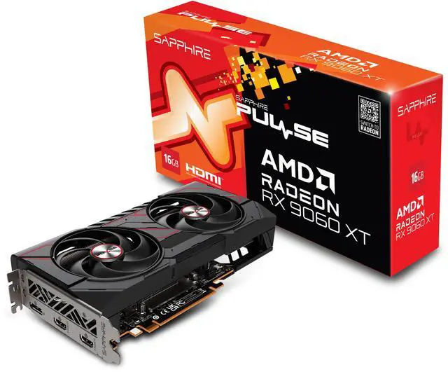 SAPPHIRE PULSE Radeon RX 9060 XT 16GB GDDR6 PCI Express 5 0 x16 ATX Graphics Card 11350 03 20G