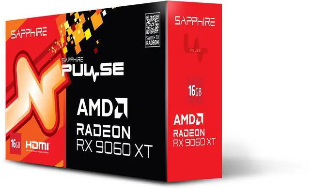 SAPPHIRE PULSE Radeon RX 9060 XT 16GB GDDR6 PCI Express 5 0 x16 ATX Graphics Card 11350 03 20G