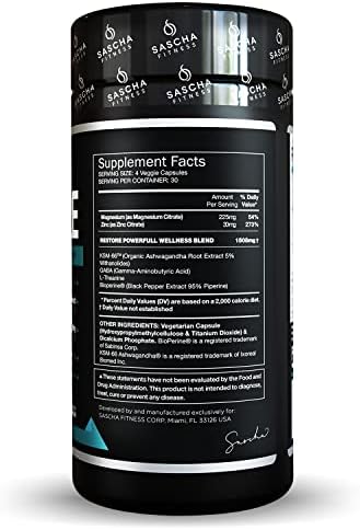 SASCHA FITNESS Cortisol Night Support Pills   Metabolism & Hormonal Balance   Promotes Quality Sleep   Restore   Vegan Weight Loss Supplement   120 Natural Capsules