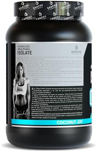 SASCHA FITNESS Hydrolyzed Whey Protein Isolate 100  Grass Fed  2 Pounds  Coconut 