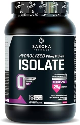 SASCHA FITNESS Hydrolyzed Whey Protein Isolate 100  Grass Fed  2 Pounds  Coconut 