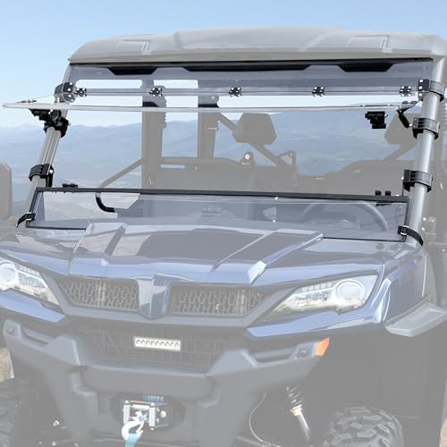 SAUTVS 3 IN 1 Flip Up Windshield for CFMOTO UFORCE 1000/1000 XL 2019 2026 Accessories  Clear 1/5 Hard Coated Polycarbonate Front Flip Windscreen Window  Can be Closed  Vented or Fully Open