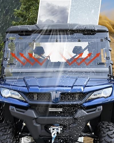 SAUTVS 3 IN 1 Flip Up Windshield for CFMOTO UFORCE 1000/1000 XL 2019 2026 Accessories  Clear 1/5 Hard Coated Polycarbonate Front Flip Windscreen Window  Can be Closed  Vented or Fully Open