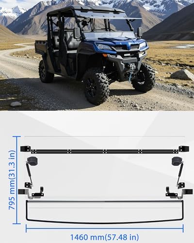 SAUTVS 3 IN 1 Flip Up Windshield for CFMOTO UFORCE 1000/1000 XL 2019 2026 Accessories  Clear 1/5 Hard Coated Polycarbonate Front Flip Windscreen Window  Can be Closed  Vented or Fully Open