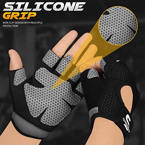 SAWANS Workout Gloves for Men and Women Weight Lifting Gloves Gym Fitness Exercise Cycling Pull ups Microfiber Lightweight Breathable Non Slip Silicone Padded Palm Grip Protection