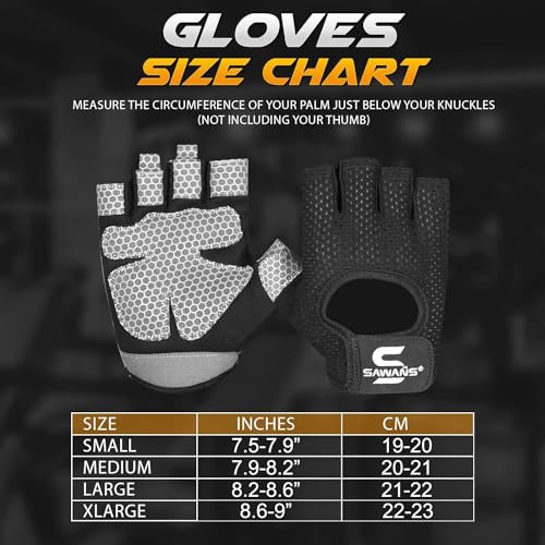 SAWANS Workout Gloves for Men and Women Weight Lifting Gloves Gym Fitness Exercise Cycling Pull ups Microfiber Lightweight Breathable Non Slip Silicone Padded Palm Grip Protection