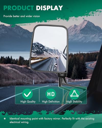 SCITOO Side View Mirrors Fit For 1995 For Jeep Wrangler 1997 2002 For Jeep Wrangler 1987 1994 For Jeep Wrangler Models with Half Door Manual Folding No Heated CH1320102 CH1321102 Pair Mirrors