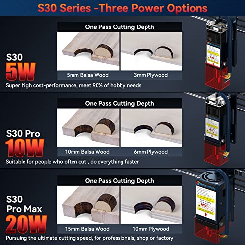 SCULPFUN S30 Laser Engraver with Automatic Air Assistant  Laser Output Power 5W  for Wood Leather Acrylic Leather  410   400mm Extendable Working Area