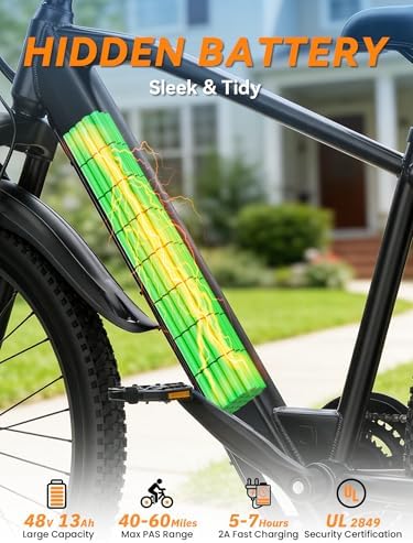 SD26 Electric Bike for Adult with NFC Unlock  25MPH Peak 750W Ebike with 48V 13Ah & 60 Miles Max Range  26 Commuter E MTB for Men Women  UL 2849 Certified