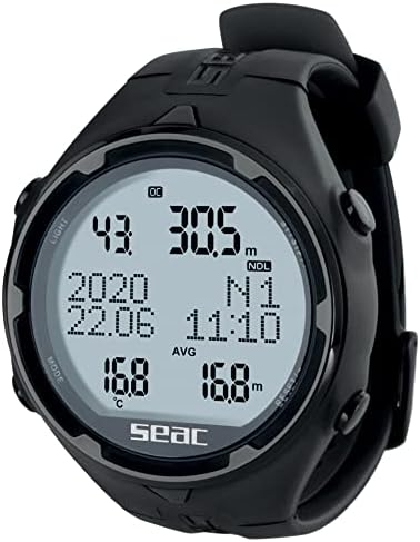 SEAC Action HR  High Resistance Dive Computer with Scuba and Freediving Mode  Dive Logbook  Dive Planner  Safety Alarms  HR Black/Red
