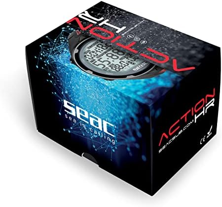 SEAC Action HR  High Resistance Dive Computer with Scuba and Freediving Mode  Dive Logbook  Dive Planner  Safety Alarms  HR Black/Red