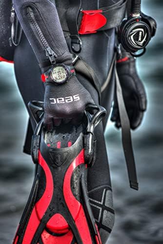 SEAC Action HR  High Resistance Dive Computer with Scuba and Freediving Mode  Dive Logbook  Dive Planner  Safety Alarms  HR Black/Red