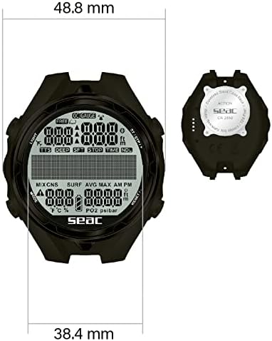 SEAC Action HR  High Resistance Dive Computer with Scuba and Freediving Mode  Dive Logbook  Dive Planner  Safety Alarms  HR Black/Red