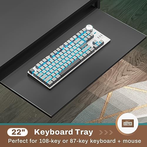 SEDETA L Shaped Gaming Desk  Reversible Computer Desk  Gaming Desk with Power Outlets & LED Strip  Monitor Shelf  Keyboard Tray  Pegboard and Storage Shelves for Home Office  Black