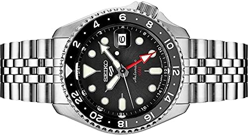 SEIKO SSK001 Automatic Watch for Men   5  Sports   Black Dial with Date Calendar and Luminous Hands & Markers and Black & Gray GMT Bezel  100m Water Resistant