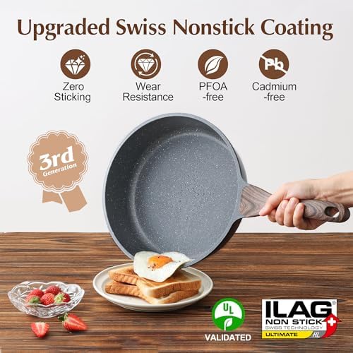 SENSARTE Nonstick Cookware Set 13 Piece  Non Stick Pots and Pans Set with Swiss Granite Coating  Healthy Kitchen Cooking Set  Stay Cool Handles  Induction Compatible  PFOA/PFOS Free