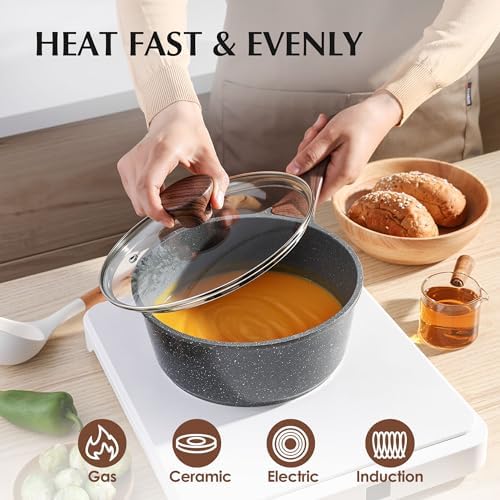 SENSARTE Nonstick Cookware Set 13 Piece  Non Stick Pots and Pans Set with Swiss Granite Coating  Healthy Kitchen Cooking Set  Stay Cool Handles  Induction Compatible  PFOA/PFOS Free