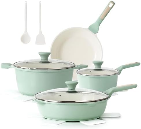 SENSARTE Nonstick Cookware Set 13 Piece  Non Stick Pots and Pans Set with Swiss Granite Coating  Healthy Kitchen Cooking Set  Stay Cool Handles  Induction Compatible  PFOA/PFOS Free