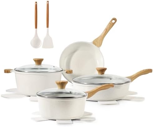 SENSARTE Nonstick Cookware Set 13 Piece  Non Stick Pots and Pans Set with Swiss Granite Coating  Healthy Kitchen Cooking Set  Stay Cool Handles  Induction Compatible  PFOA/PFOS Free
