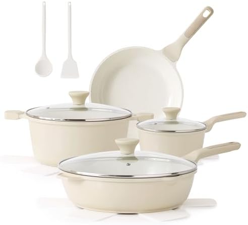 SENSARTE Nonstick Cookware Set 13 Piece  Non Stick Pots and Pans Set with Swiss Granite Coating  Healthy Kitchen Cooking Set  Stay Cool Handles  Induction Compatible  PFOA/PFOS Free