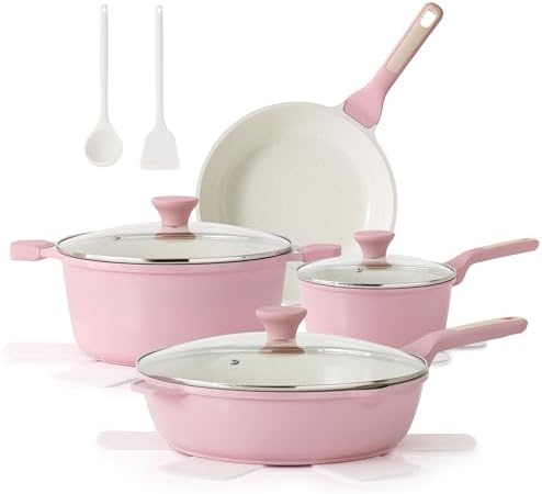 SENSARTE Nonstick Cookware Set 13 Piece  Non Stick Pots and Pans Set with Swiss Granite Coating  Healthy Kitchen Cooking Set  Stay Cool Handles  Induction Compatible  PFOA/PFOS Free