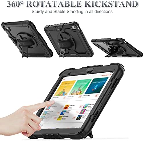 SEYMAC stock Case for iPad  A16  11th/10th Generation 11/10 9 2025/2022  Full Body Drop Protection Case with Screen Protector &360  Rotate Hand Strap/Stand  Black