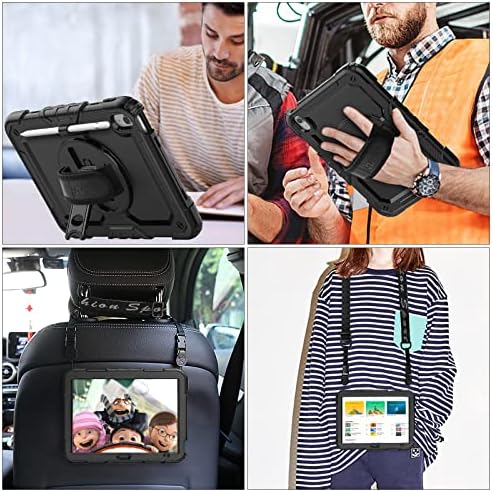 SEYMAC stock Case for iPad  A16  11th/10th Generation 11/10 9 2025/2022  Full Body Drop Protection Case with Screen Protector &360  Rotate Hand Strap/Stand  Black
