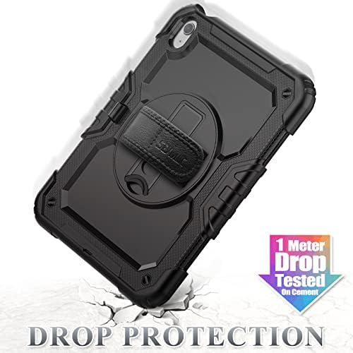 SEYMAC stock Case for iPad  A16  11th/10th Generation 11/10 9 2025/2022  Full Body Drop Protection Case with Screen Protector &360  Rotate Hand Strap/Stand  Black