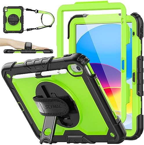 SEYMAC stock Case for iPad  A16  11th/10th Generation 11/10 9 2025/2022  Full Body Drop Protection Case with Screen Protector &360  Rotate Hand Strap/Stand  Black