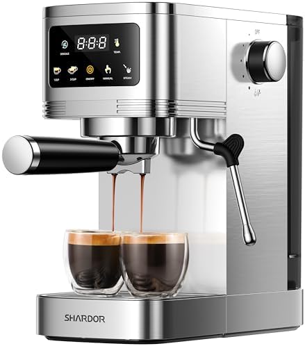 SHARDOR Espresso Machine 20 Bar  Professional Espresso Machine with Milk Frother and Touchscreen  Expresso Coffee Machines with Adjustable Temperature for Cappuccino  Latte