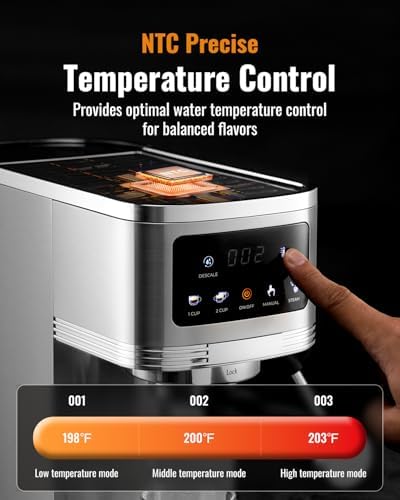 SHARDOR Espresso Machine 20 Bar  Professional Espresso Machine with Milk Frother and Touchscreen  Expresso Coffee Machines with Adjustable Temperature for Cappuccino  Latte
