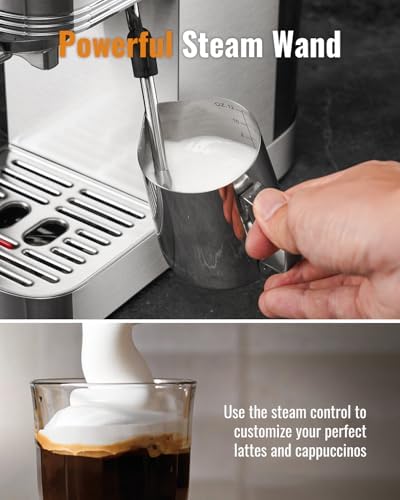 SHARDOR Espresso Machine 20 Bar  Professional Espresso Machine with Milk Frother and Touchscreen  Expresso Coffee Machines with Adjustable Temperature for Cappuccino  Latte