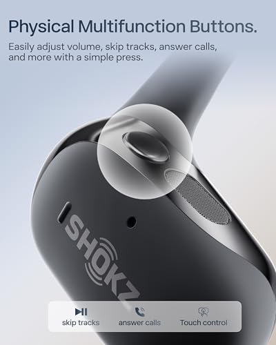 SHOKZ NEW OpenFit 2  Open Ear Headphones  Dolby Audio Enabled  Comfortable Earbuds with Soft Ear Hooks  48H Playtime  IP55 Water Resistant  USB C Fast Charging  Wireless Charging  Carrying Bag  Black